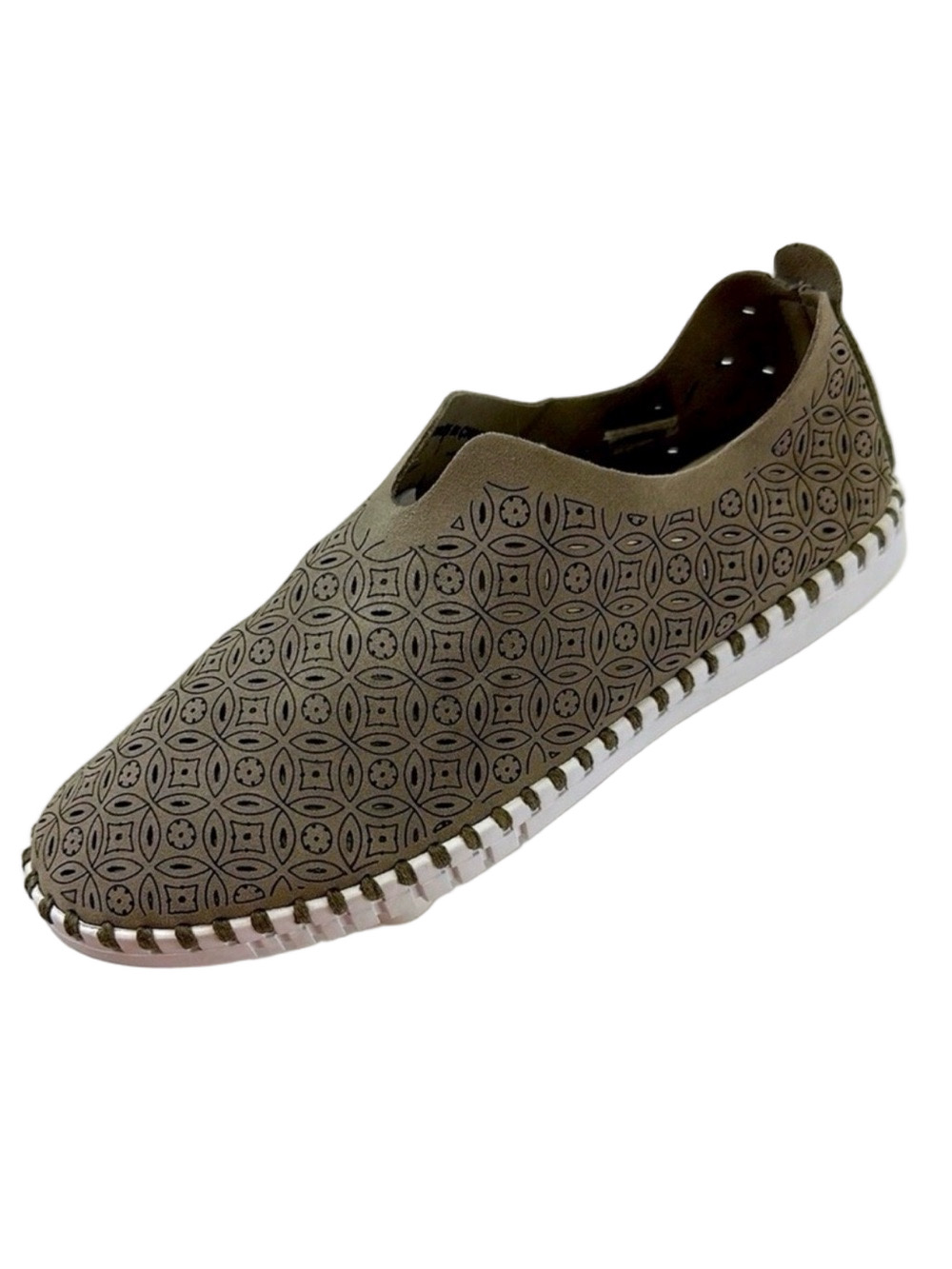 Grunland taupe perforated slip on Slip-On Casual womens shoes Size 37 Comfy